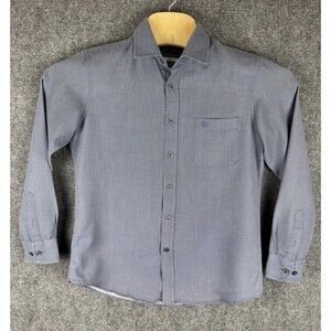 INDIAN Mens 95 Slim Fit Blue White Geometric Dress Shirt Korean Micro Check